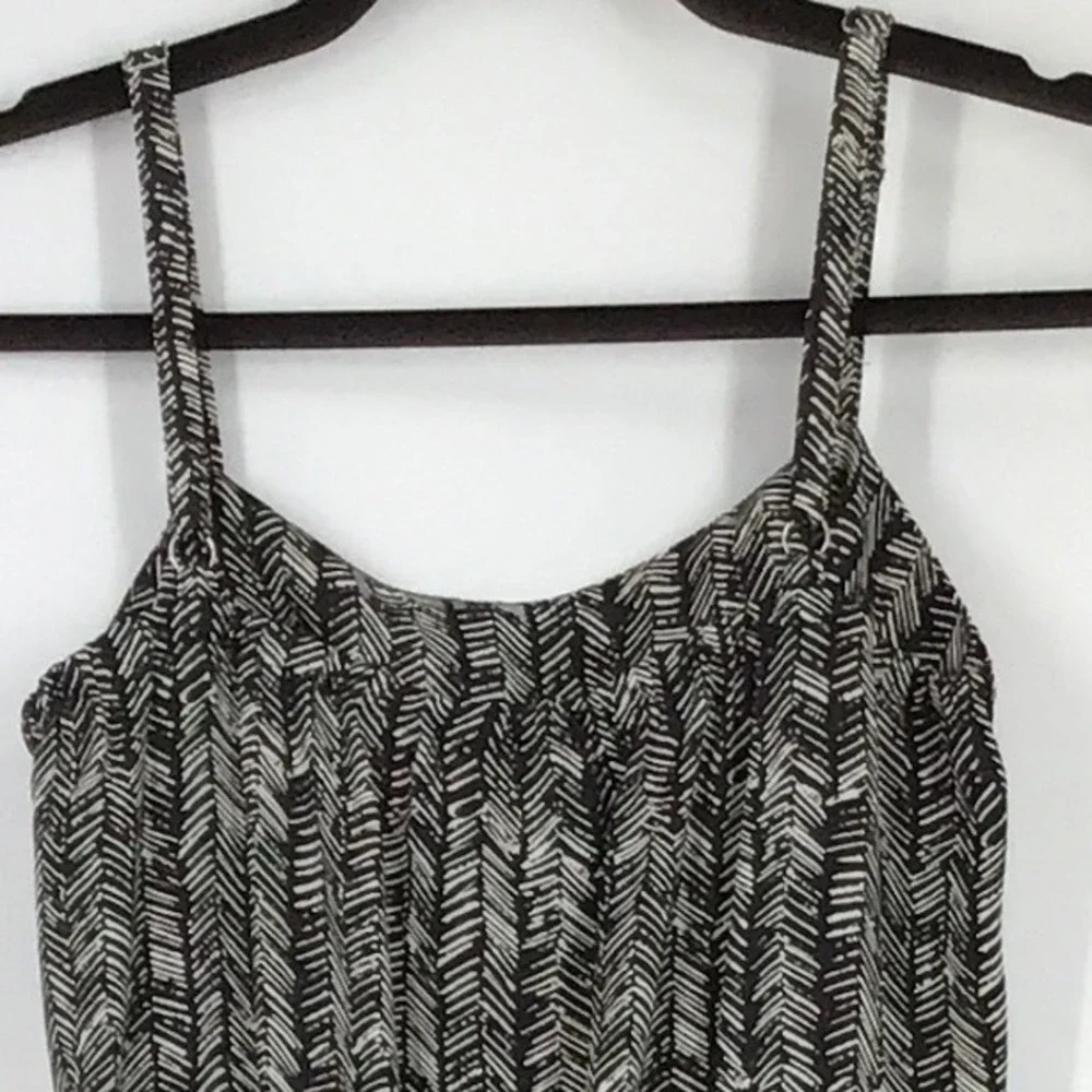 LOFT Black & White Geometric Print Wide Leg Jumpsuit Tie Waist Pockets - Picture 6 of 9